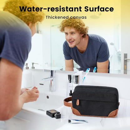Hanging Travel Toiletry Bag for Men – Water‑Resistant Canvas Shaving Bag with Large Capacity & Multiple Compartments (Black)