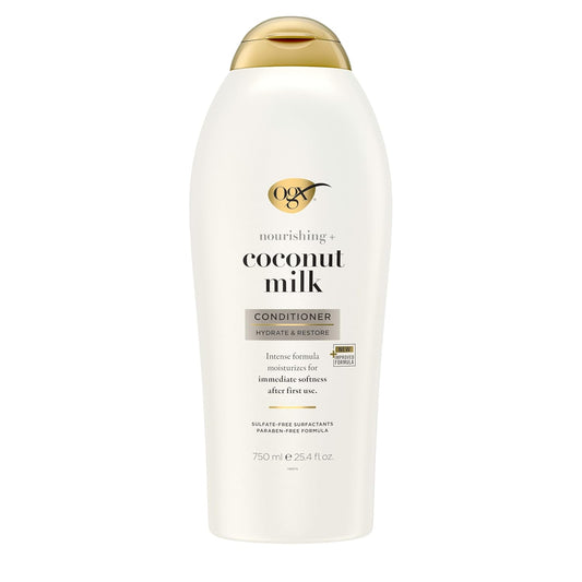 OGX Nourishing + Coconut Milk Conditioner – Hydrating, Strengthening Formula for Soft, Smooth, Frizz‑Free Hair (25.4 oz)