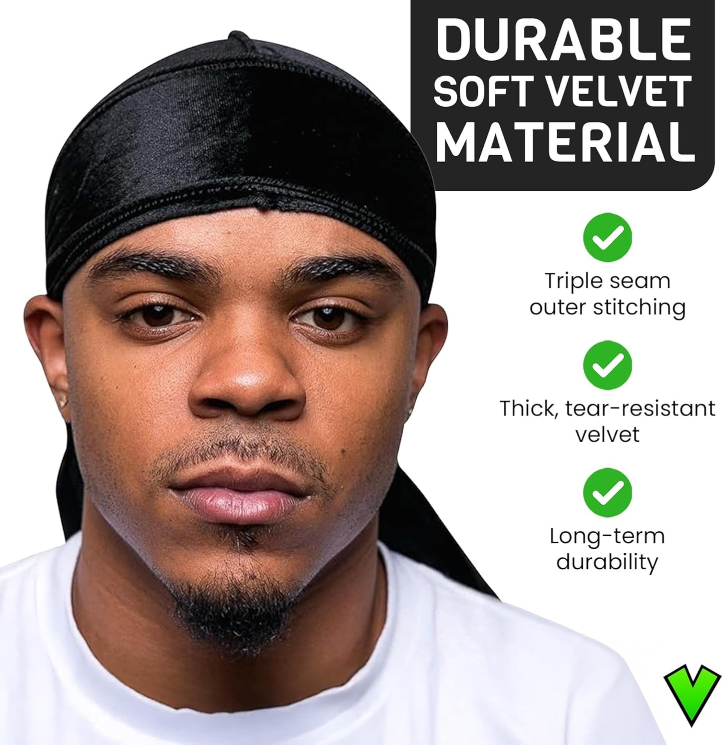 Superior Velvet Durag – Extra Long Straps, Silky Interior, Breathable Compression for 360/540/720 Waves