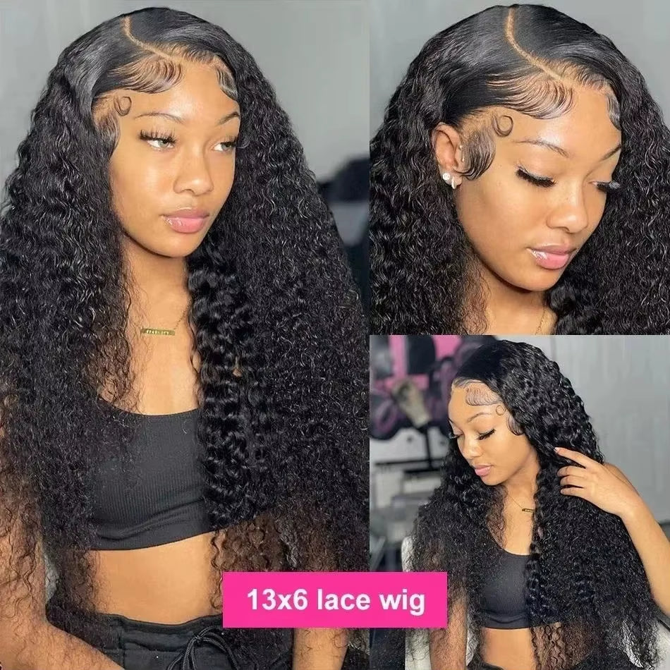 250% Density Deep Wave Human Hair Wig – 13x6 HD Lace Frontal, 13x4 Curly Lace Front, 360 HD Pre‑Plucked Wig for Women, 100% Human Hair