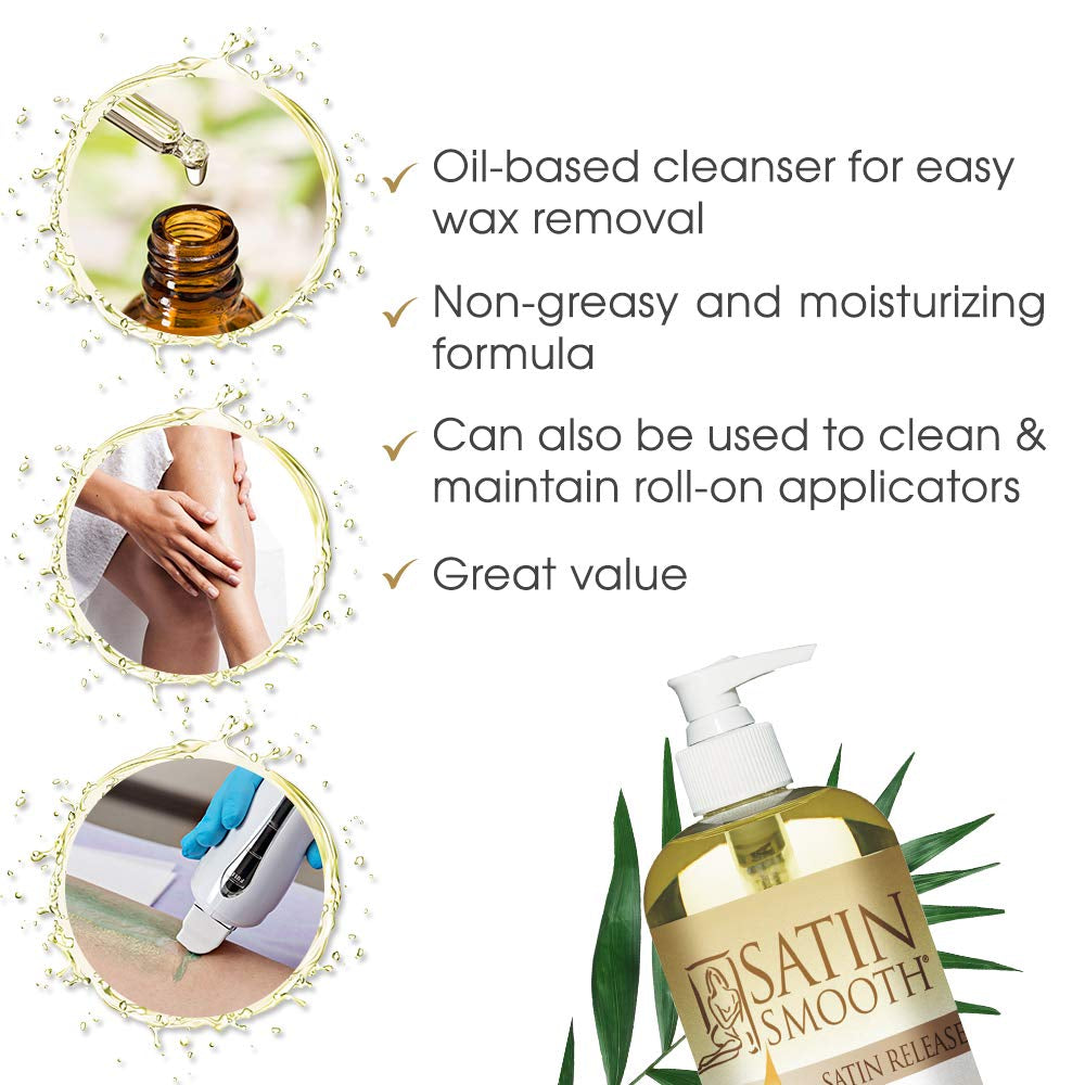 Satin Release Wax Residue Remover Oil – Fast‑Dissolving Post‑Wax Treatment for Skin, 16 oz (1‑Pack)