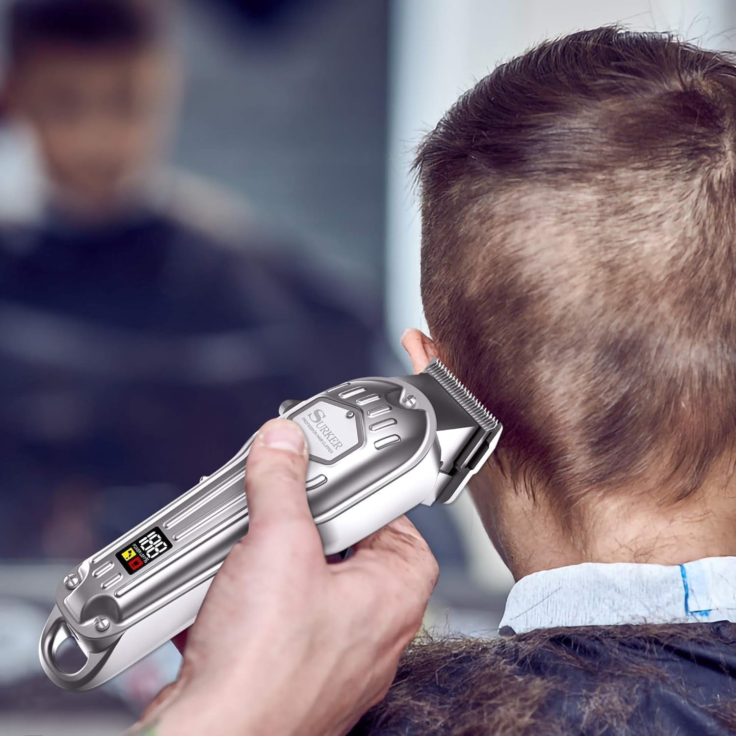 Professional Men’s Hair Clippers – Corded/Cordless Rechargeable Hair Trimmer Kit with LED Display