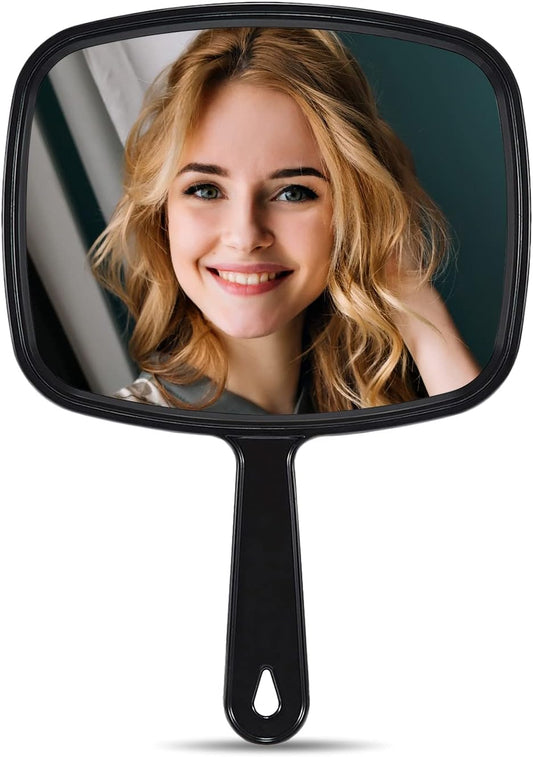 Handheld Mirror – Lightweight 4.6 oz Premium Glass Salon Mirror with Non‑Slip Handle, Hanging Option & Travel‑Friendly Design