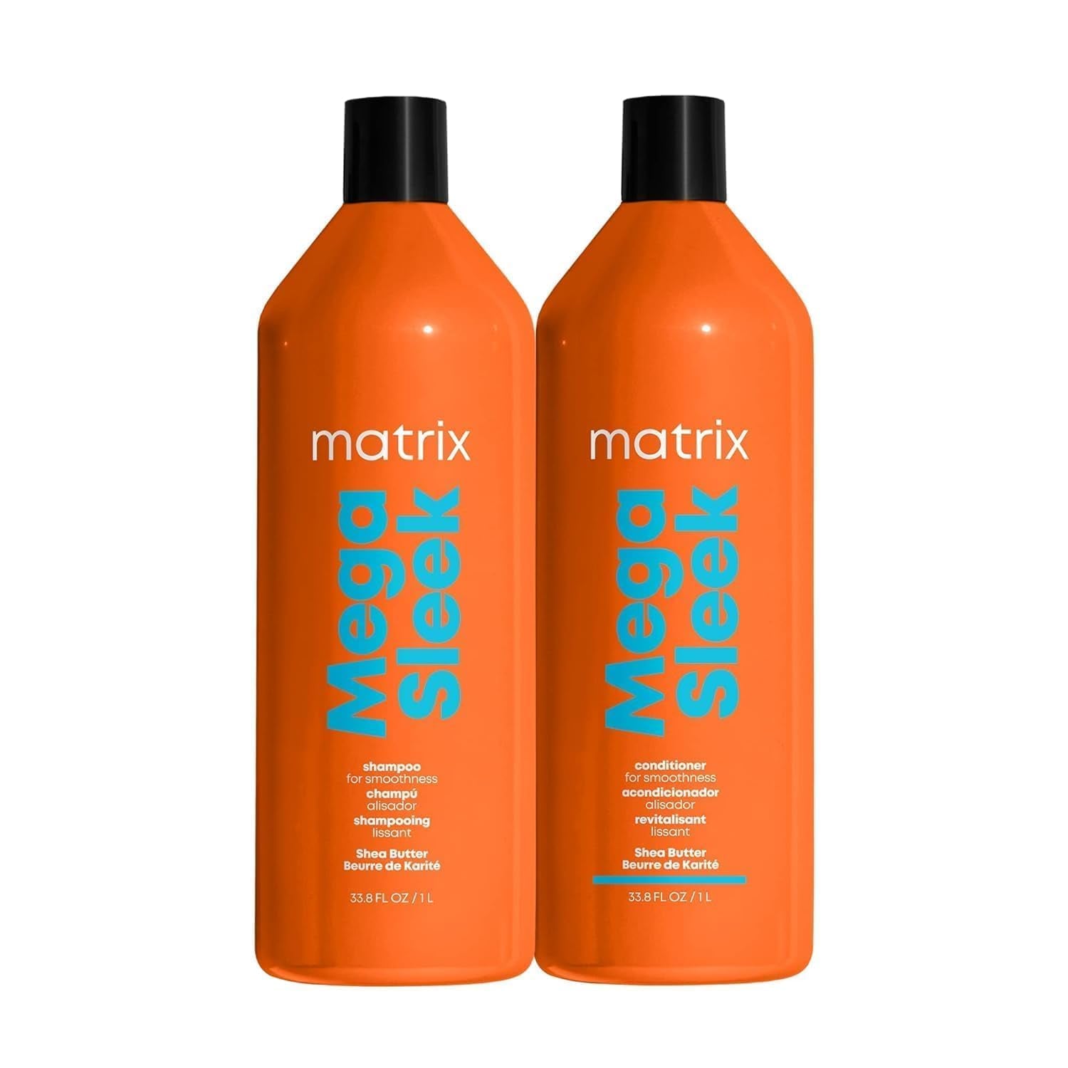 Matrix Mega Sleek Shampoo & Conditioner – Shea Butter Anti‑Frizz System for Coarse, Unruly, Humidity‑Prone Hair