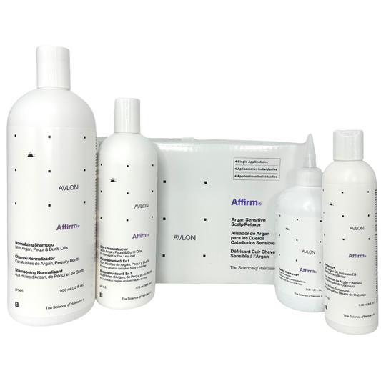 4Pack Affirm Haircare Bundle 3 Avlon strengthening and repair system with reconstructor shampoo and conditioner for damaged relaxed hair