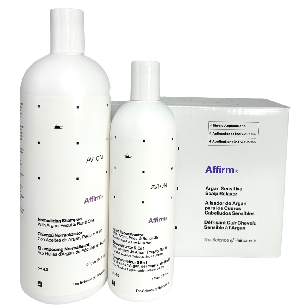Affirm Haircare Bundle 1 Avlon system with shampoo conditioner reconstructor and hair masque for dry damaged and relaxed hair