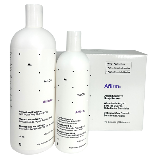 Affirm Haircare Bundle 1 Avlon system with shampoo conditioner reconstructor and hair masque for dry damaged and relaxed hair