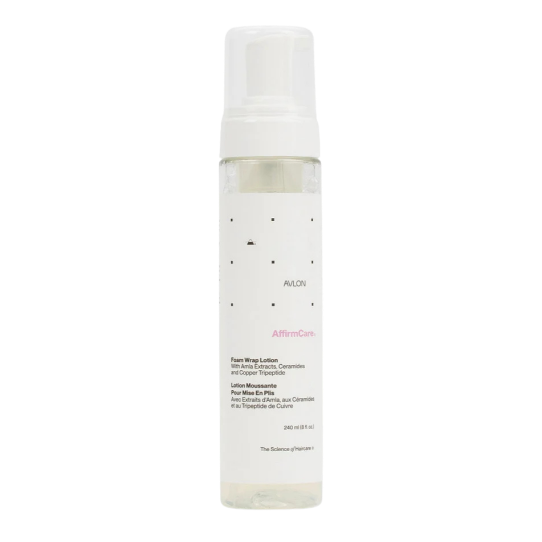 Avlon AffirmCare StyleRight Foam Wrap Lotion 8oz lightweight styling foam for wraps curls and blowouts with soft hold and shine
