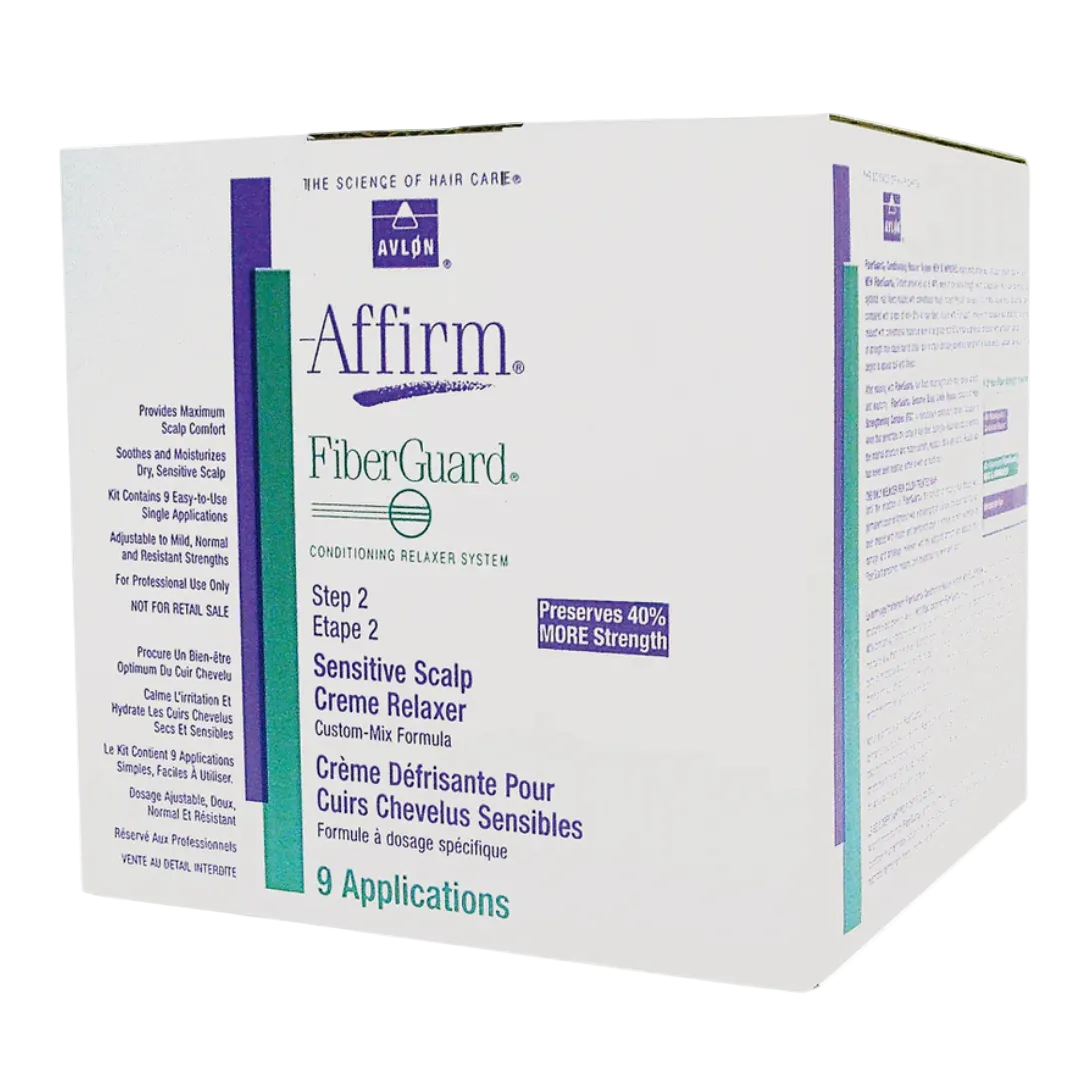 Avlon FiberGuard Sensitive Scalp Crème Relaxer 9pack Step 2 professional relaxer for sensitive scalp hair strengthening and straightening system