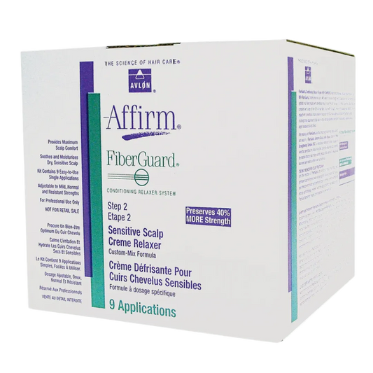 Avlon FiberGuard Sensitive Scalp Crème Relaxer 9pack Step 2 professional relaxer for sensitive scalp hair strengthening and straightening system