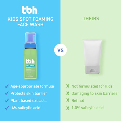 TBH Kids & Tween Foaming Face Wash – Gentle Salicylic Acid Cleanser for Breakout Control, Oil Balance & Sensitive Skin