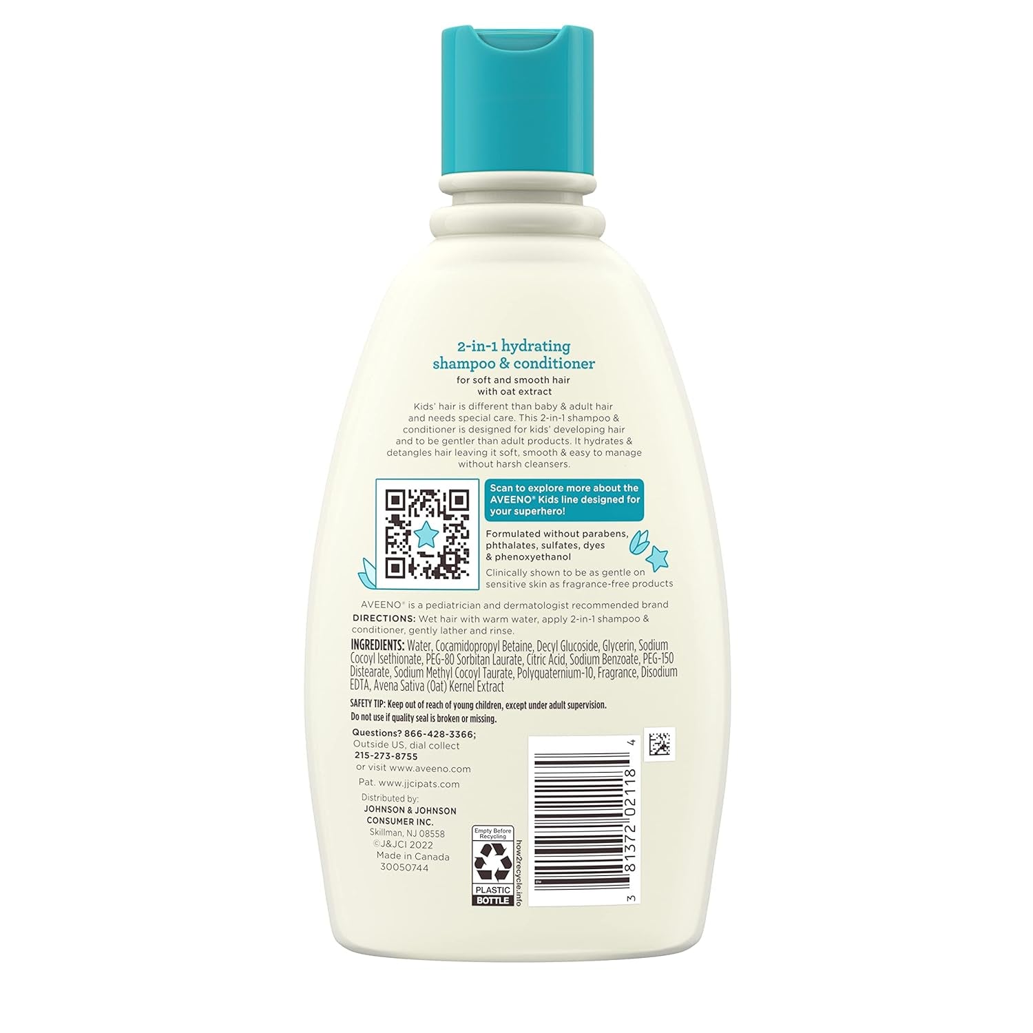 Aveeno Kids 2-in-1 Hydrating Shampoo & Conditioner with Oat Extract – 12 fl oz