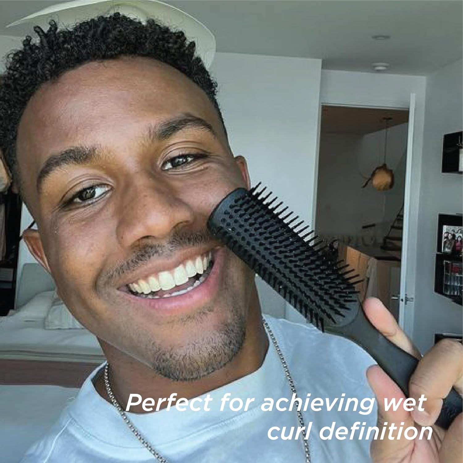 D3 Original Curl Definer & Styler – 7‑Row Detangling Brush for Curly Hair, Smooth Curl‑Defining Brush for Women & Men, Precision Styling Brush for Straight Hair