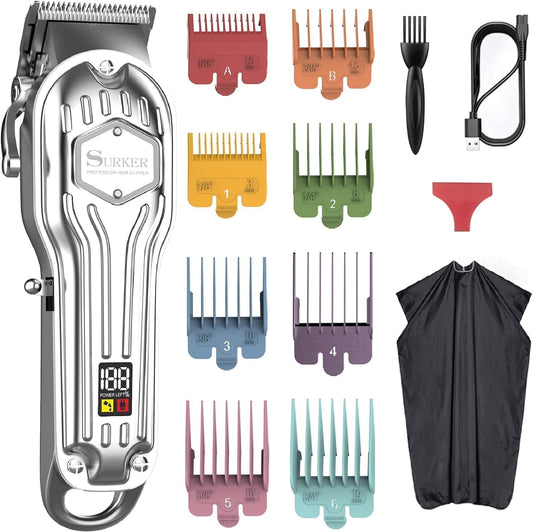 Professional Men’s Hair Clippers – Corded/Cordless Rechargeable Hair Trimmer Kit with LED Display