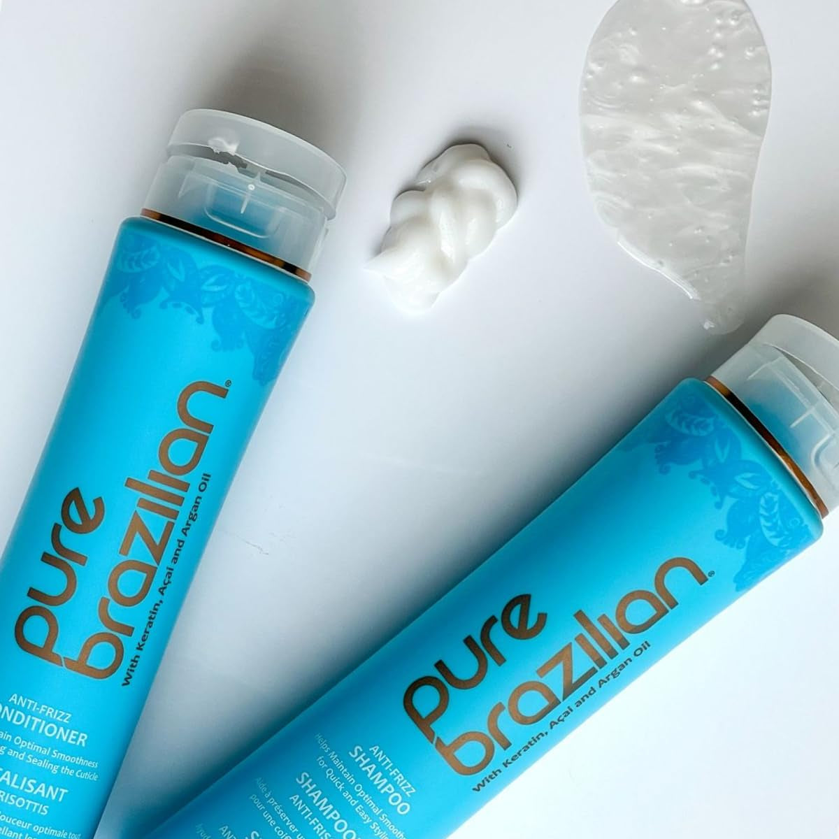Pure Brazilian Anti‑Frizz Daily Shampoo & Conditioner Duo – Keratin, Argan Oil & Acai for Smooth, Shiny, Color‑Safe Hair (13.5 oz Each)