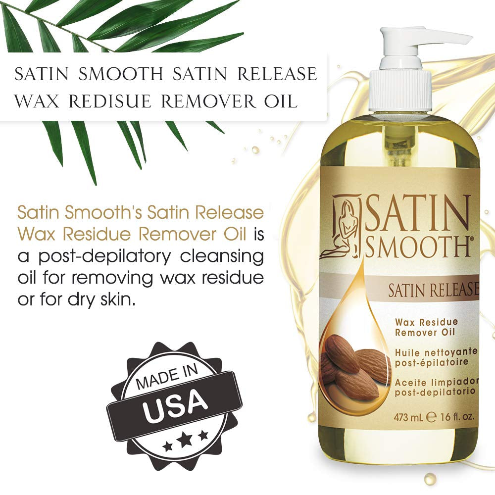 Satin Release Wax Residue Remover Oil – Fast‑Dissolving Post‑Wax Treatment for Skin, 16 oz (1‑Pack)