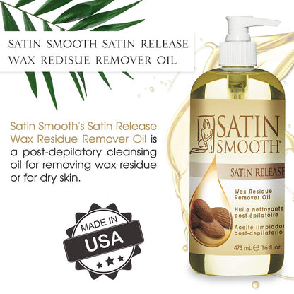 Satin Release Wax Residue Remover Oil – Fast‑Dissolving Post‑Wax Treatment for Skin, 16 oz (1‑Pack)