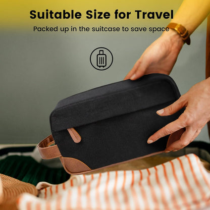 Hanging Travel Toiletry Bag for Men – Water‑Resistant Canvas Shaving Bag with Large Capacity & Multiple Compartments (Black)