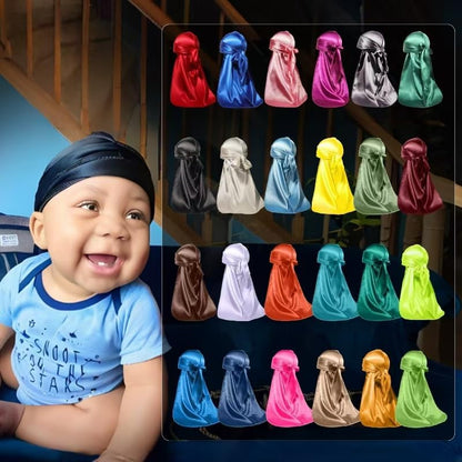 Cute Baby Silky & Velvet Durag – Compressive Wave Cap for Kids, Soft, Stylish & Protective Headwrap