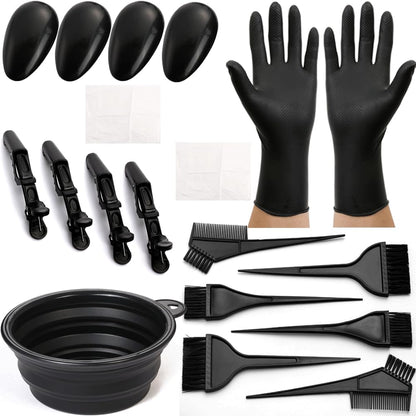 19‑Piece Hair Dye Coloring Kit – Professional Hair Coloring Bowl, Brushes, Combs, Clips, Capes & Gloves for Salon & At‑Home Use