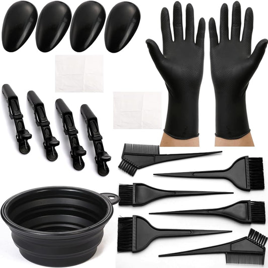 19‑Piece Hair Dye Coloring Kit – Professional Hair Coloring Bowl, Brushes, Combs, Clips, Capes & Gloves for Salon & At‑Home Use