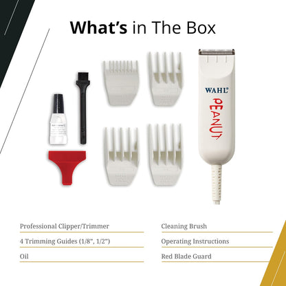 Peanut Corded Trimmer - Compact, Lightweight Powerful Rotary Motor Grooming Tool, with 4 Trimming Guides and Accessories