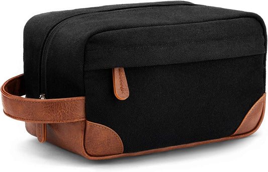 Hanging Travel Toiletry Bag for Men – Water‑Resistant Canvas Shaving Bag with Large Capacity & Multiple Compartments (Black)