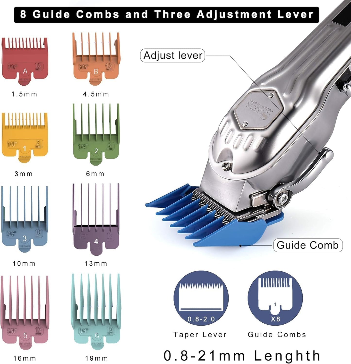 Professional Men’s Hair Clippers – Corded/Cordless Rechargeable Hair Trimmer Kit with LED Display