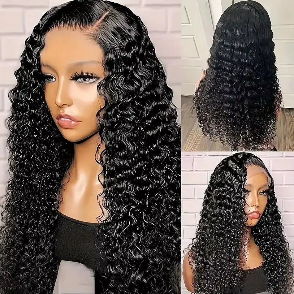 250% Density Deep Wave Human Hair Wig – 13x6 HD Lace Frontal, 13x4 Curly Lace Front, 360 HD Pre‑Plucked Wig for Women, 100% Human Hair