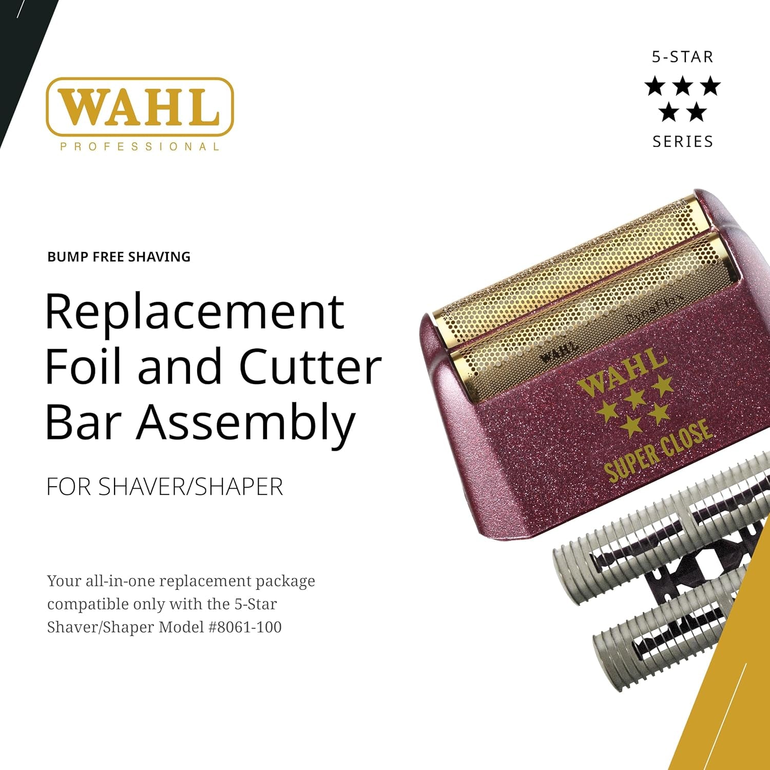 5‑Star Series Shaver Shaper Replacement Foil & Cutter Bar Assembly – Super Close, Gold