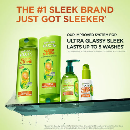 Garnier Fructis Sleek & Shine Shampoo & Conditioner Set – Plant Keratin + Argan Oil, Anti‑Frizz