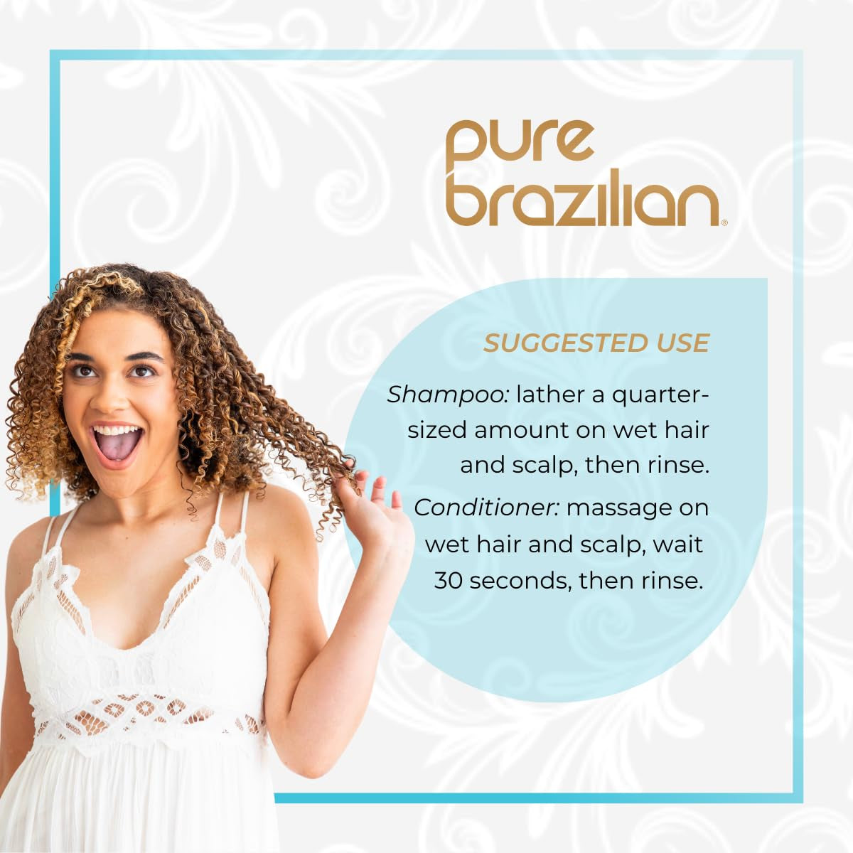 Pure Brazilian Anti‑Frizz Daily Shampoo & Conditioner Duo – Keratin, Argan Oil & Acai for Smooth, Shiny, Color‑Safe Hair (13.5 oz Each)