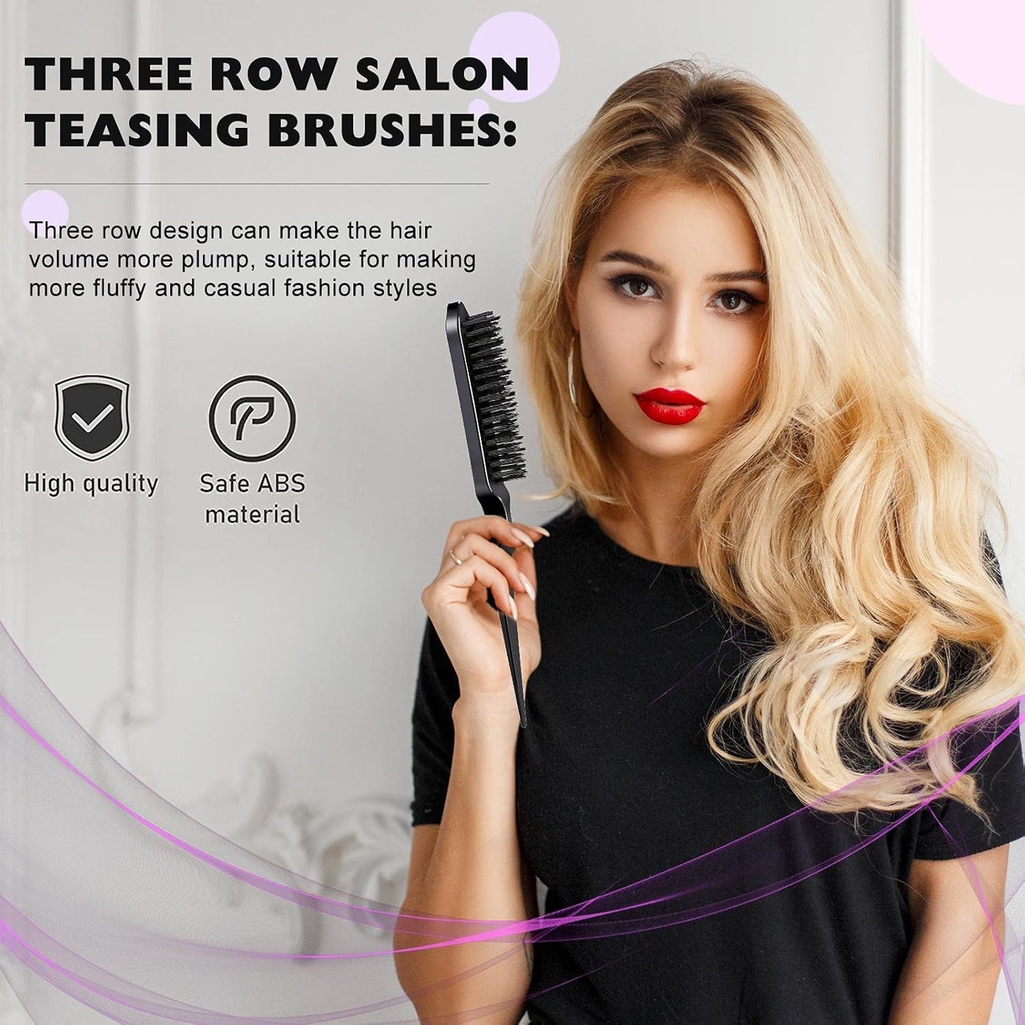 12‑Piece Hair Styling Tool Set – Double‑Sided Edge Brushes, Teasing Brushes, Rat Tail Combs & Duckbill Clips for Edges, Parting & Salon Styling