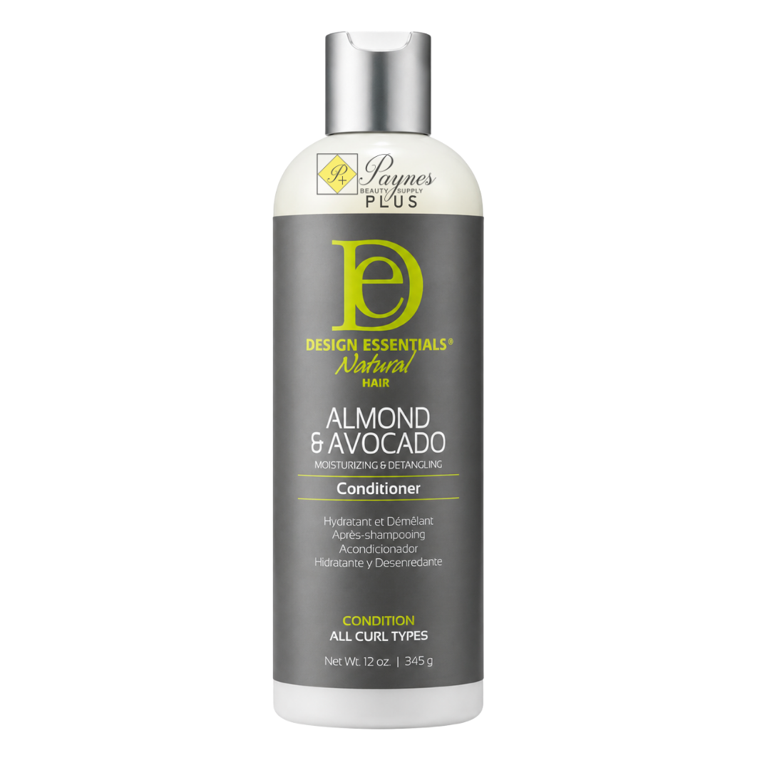 Design Essentials Almond & Avocado Moisturizing & Detangling Conditioner 12 oz for hydration softness frizz control and easy detangling