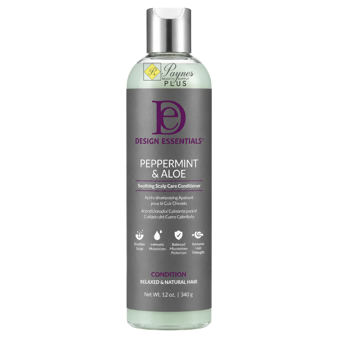 12oz Design Essentials Peppermint & Aloe Soothing Scalp Care Conditioner for hydration detangling scalp soothing and itch relief