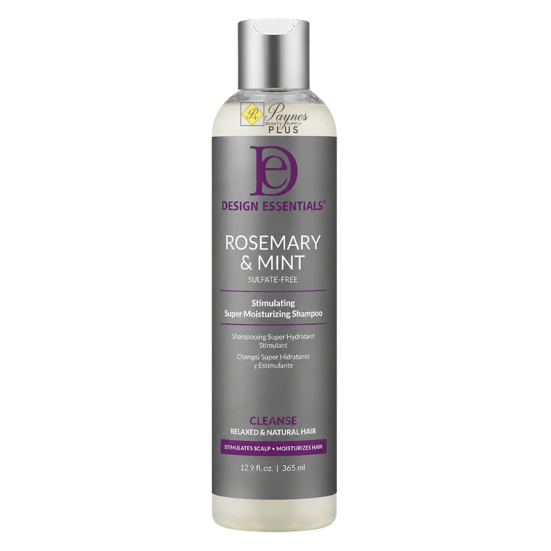 12oz. Design Essentials Rosemary & Mint Stimulating Super Moisturizing Shampoo for dry brittle hair hydration scalp refreshing and deep cleansing