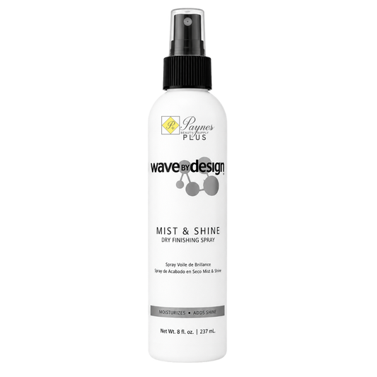 Design Essentials Wave By Design Mist & Shine Dry Finishing Spray 8 oz moisturizing shine spray for curls waves and textured hair