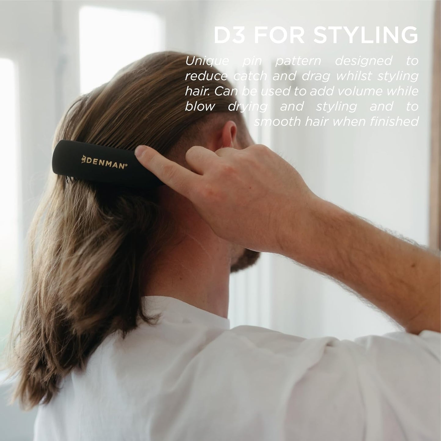 D3 Original Curl Definer & Styler – 7‑Row Detangling Brush for Curly Hair, Smooth Curl‑Defining Brush for Women & Men, Precision Styling Brush for Straight Hair