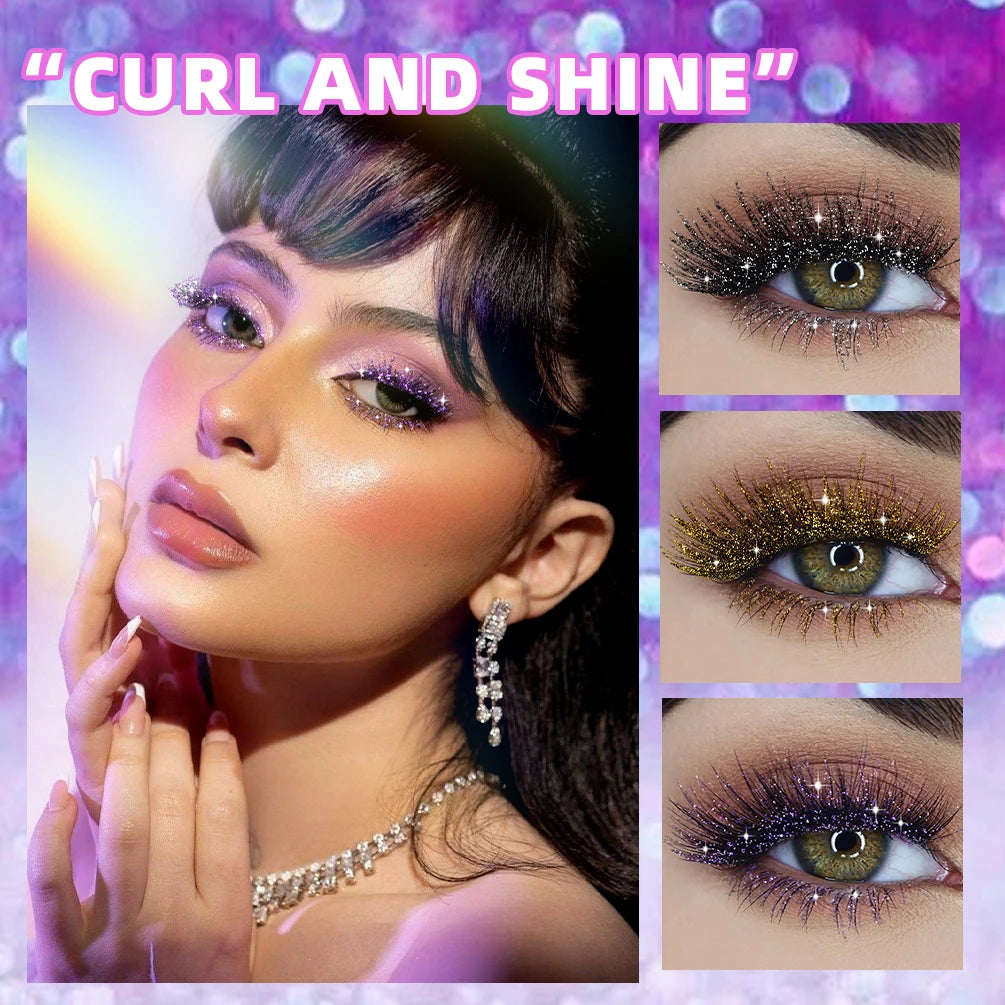 Qibest Glitter Mascara – Diamond Shine, Long‑Lasting Curl, Smudge‑Free, Easy Removal, 3 Sparkling Colors (Model Q2397)