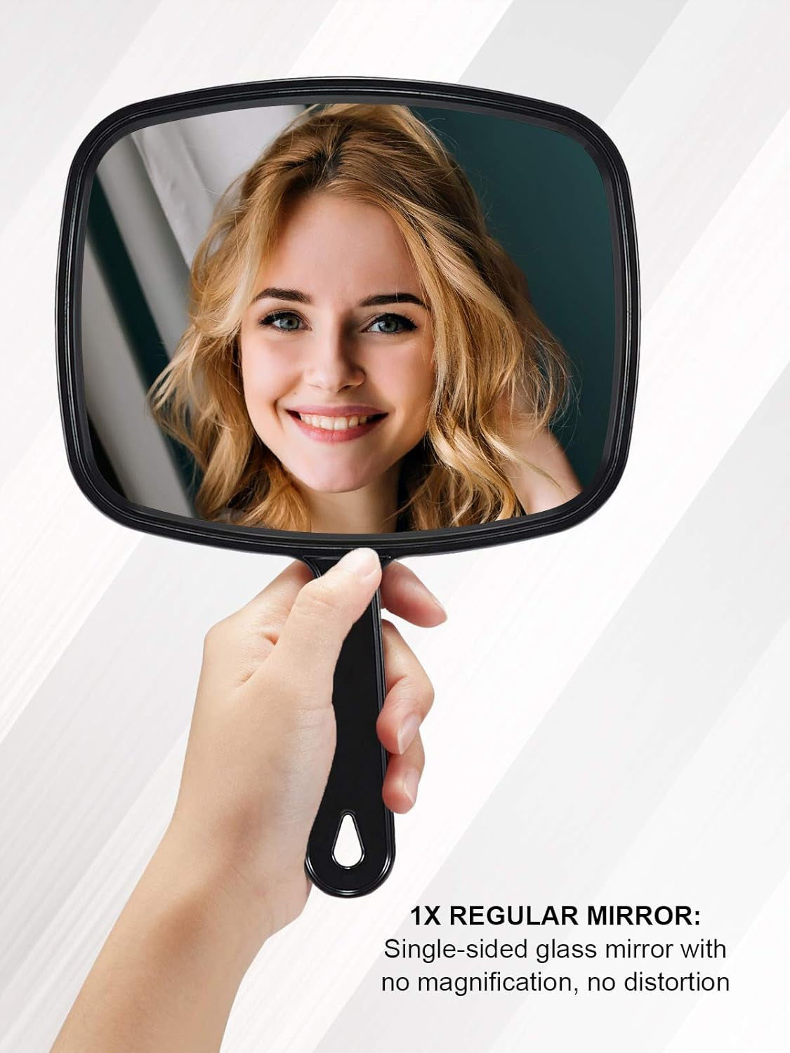Handheld Mirror – Lightweight 4.6 oz Premium Glass Salon Mirror with Non‑Slip Handle, Hanging Option & Travel‑Friendly Design