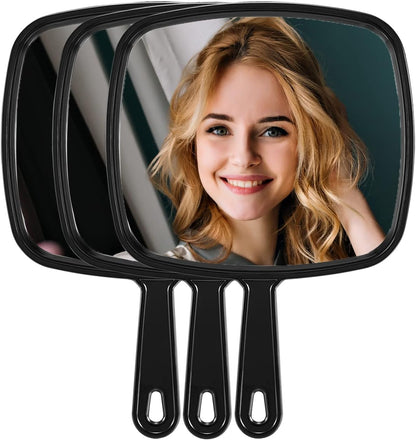 Large Handheld Mirror – 9" x 7.9" Premium Glass Salon Mirror with Waterproof Grip, Hanging Option & Travel‑Light Design