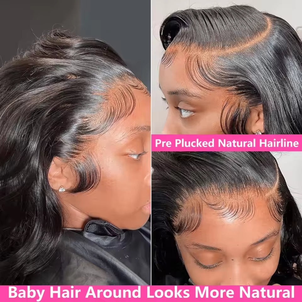 40‑Inch Body Wave Human Hair Wig – 13x6 HD Lace Frontal, 13x4 Lace Front, 360 Brazilian Pre‑Plucked Wig for Women, 250% Density