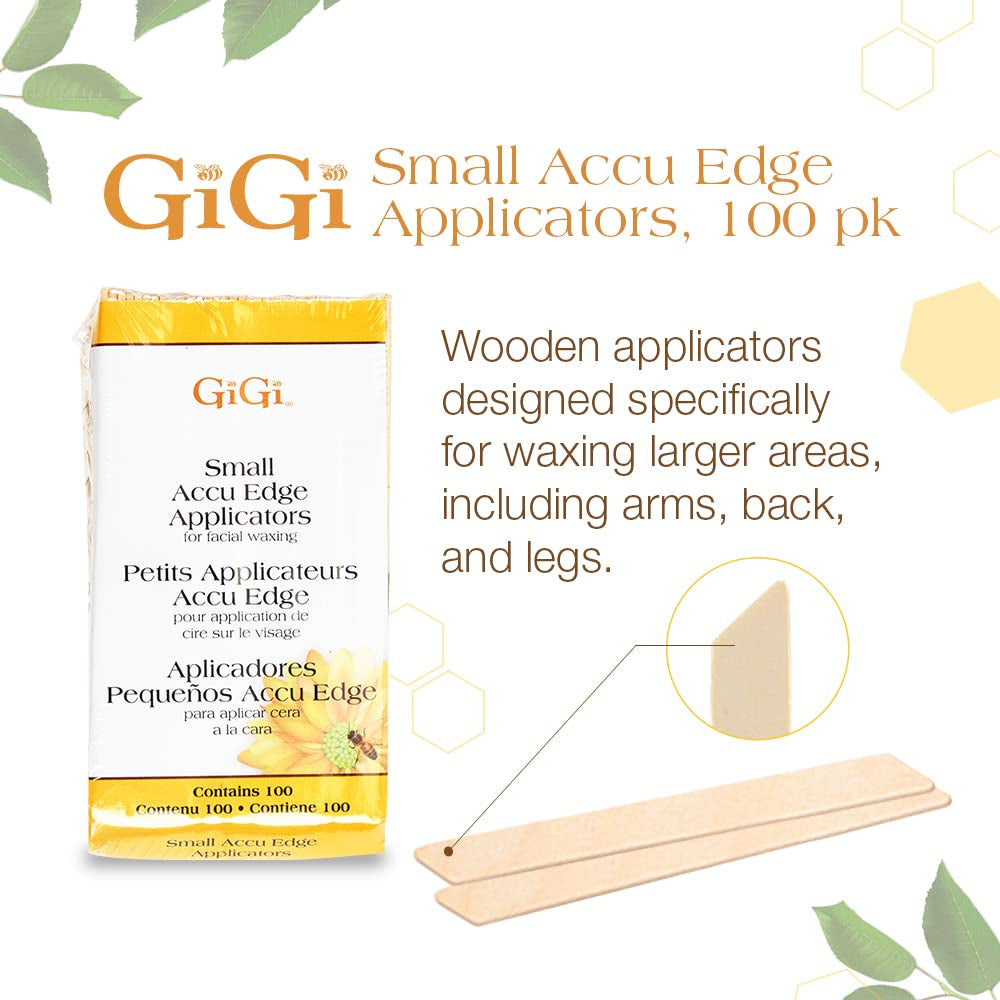 GiGi Small Accu Edge Wooden Wax Applicators – 100‑Count Precision Angled Sticks for Facial, Bikini & Body Waxing