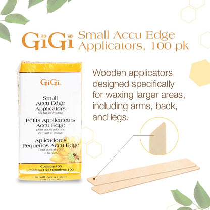 GiGi Small Accu Edge Wooden Wax Applicators – 100‑Count Precision Angled Sticks for Facial, Bikini & Body Waxing