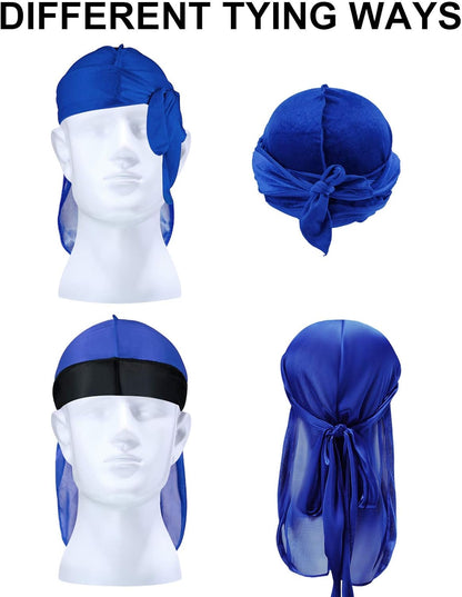 6‑Piece Kids Satin Durag & Wave Cap Set – Unisex 360 Wave Headwraps with Long Tail & Wide Straps