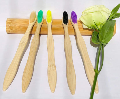 Eco‑Friendly Bamboo Toothbrushes – 10‑Pack Biodegradable Wooden Toothbrushes with Medium‑Firm Bristles, Sustainable Bulk Oral Care Set