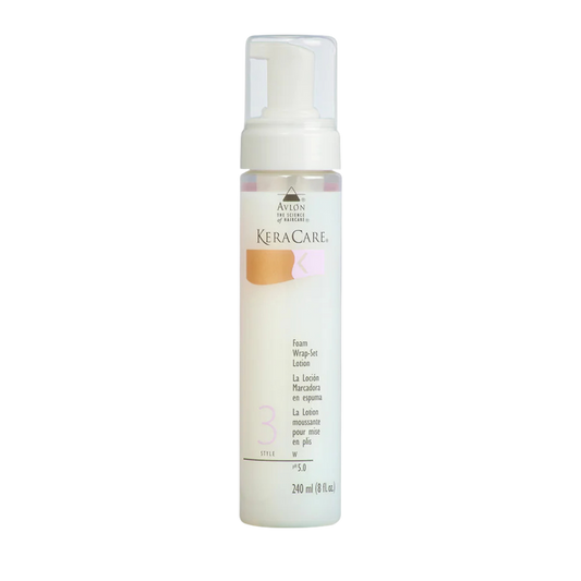 KeraCare Foam Wrap Set Lotion 8oz flexible hold styling foam for wrap sets curls and shine