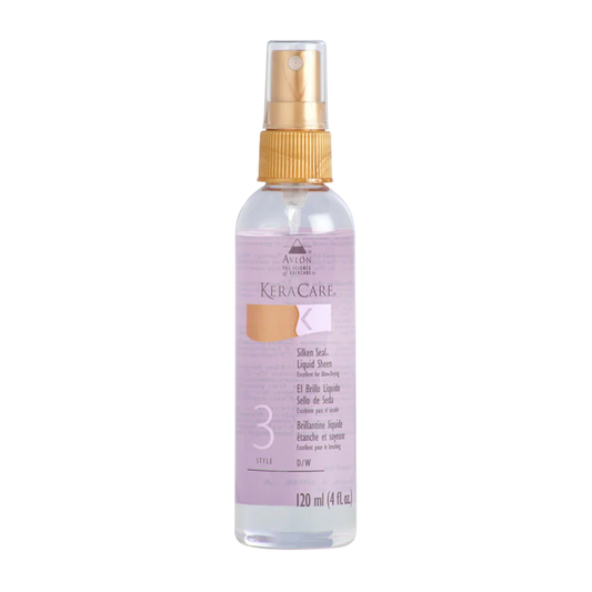 KeraCare Silken Seal Liquid Sheen 4oz heat protectant spray for shiny smooth frizz free hair