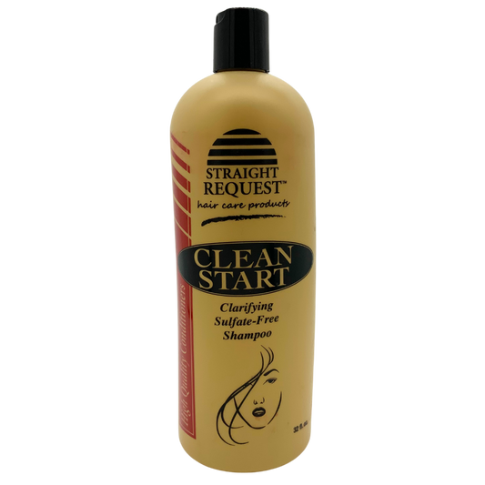 Straight Request Clean Start Sulfate‑Free Clarifying Shampoo for deep detox and removing product buildup.