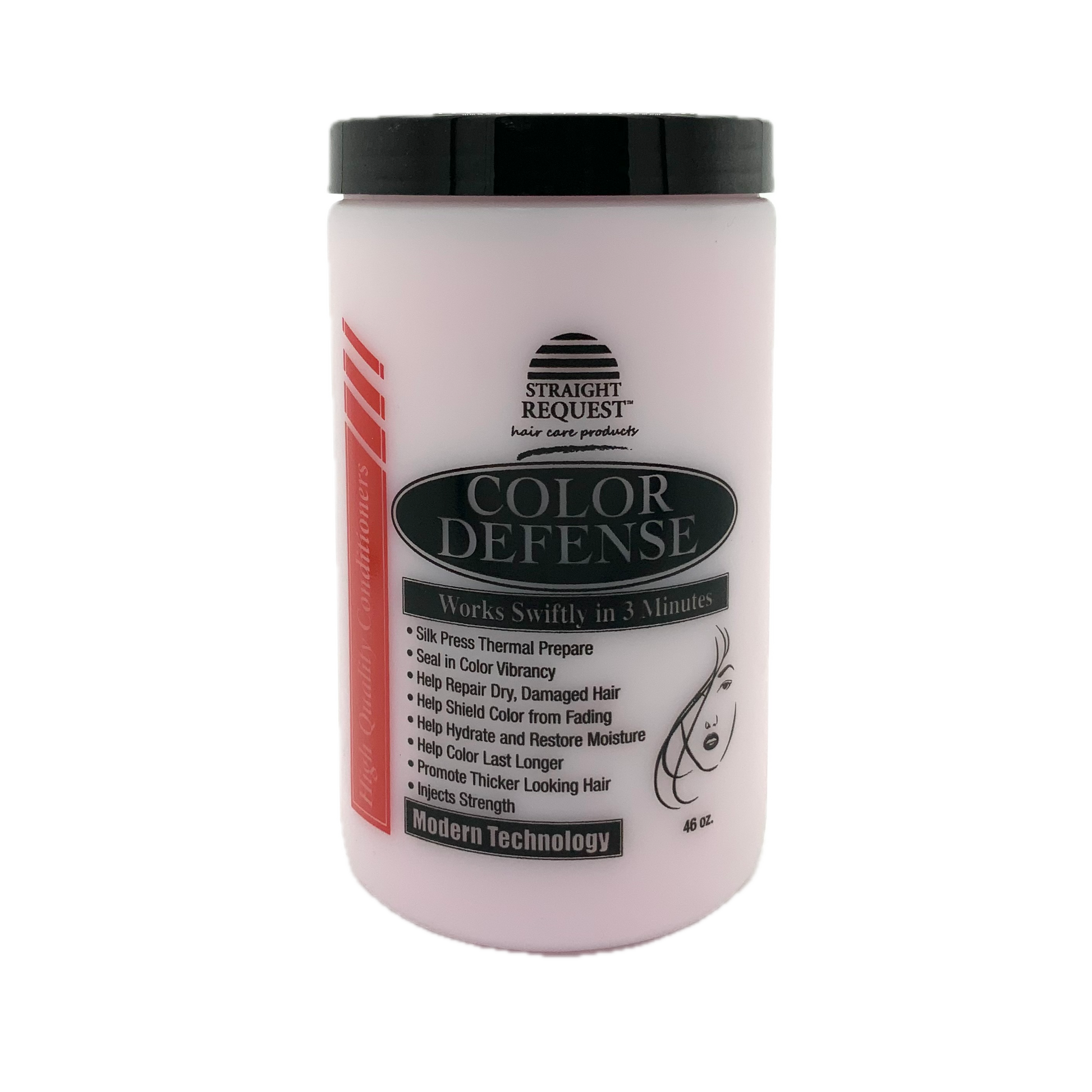 Straight Request Color Defense treatment for color vibrancy and fade prevention.